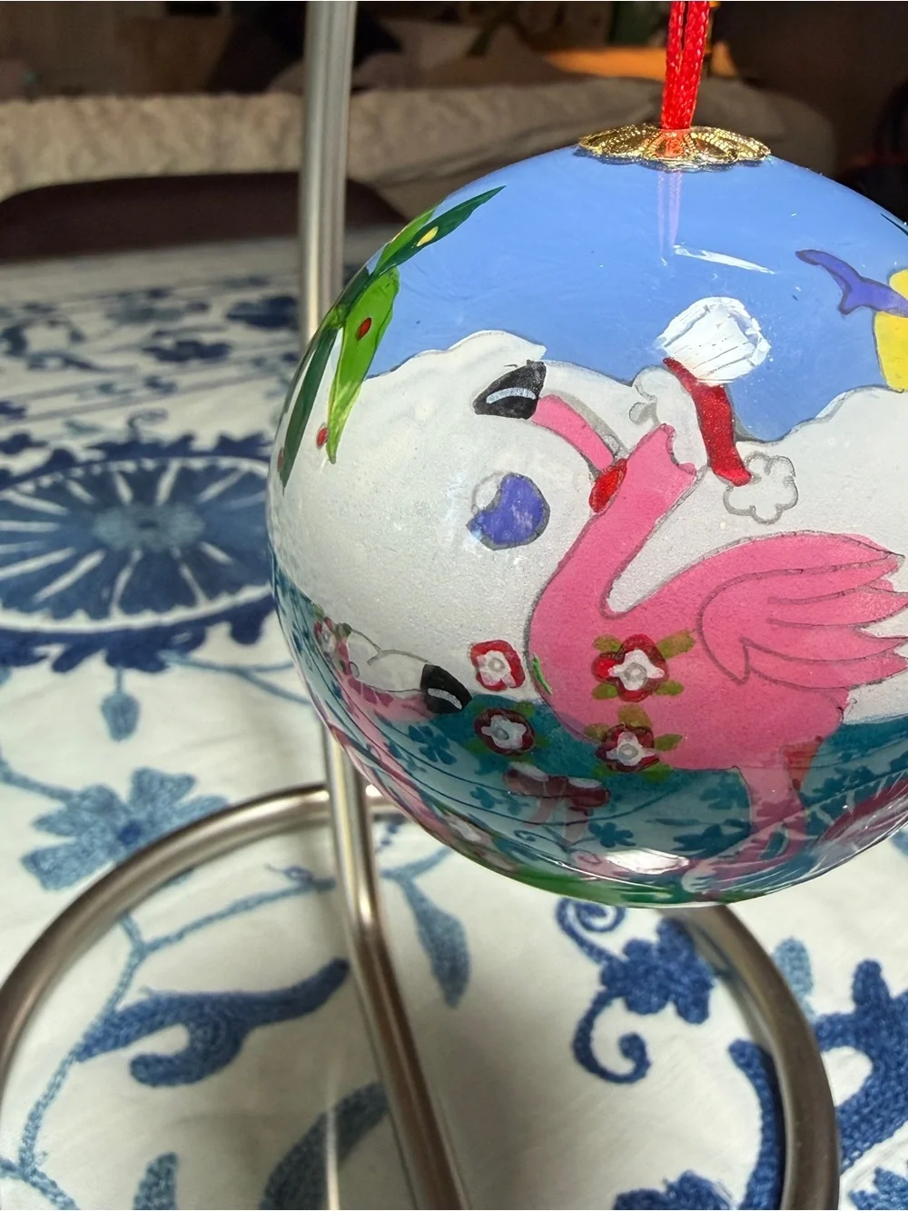 Christmas Ornament PINK FLAMINGO Vacation TOURIST Florida Handpainted Brighton